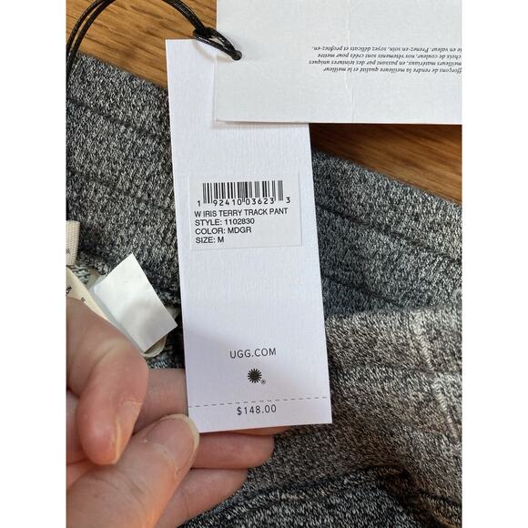 Ugg Australia Womens Medium Iris Terry Track Pant Gray Stripe Tapered Sweatpants - Picture 2 of 7
